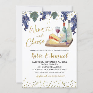 Vin et fromage Couples Douche Invitation