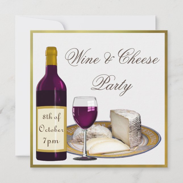 VIN ET FROMAGE INVITATION CAMMEMBERA CHEESE (Devant)