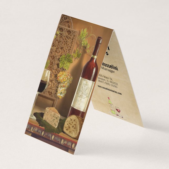 vin et fromage vin plié carte de visite (Devant)