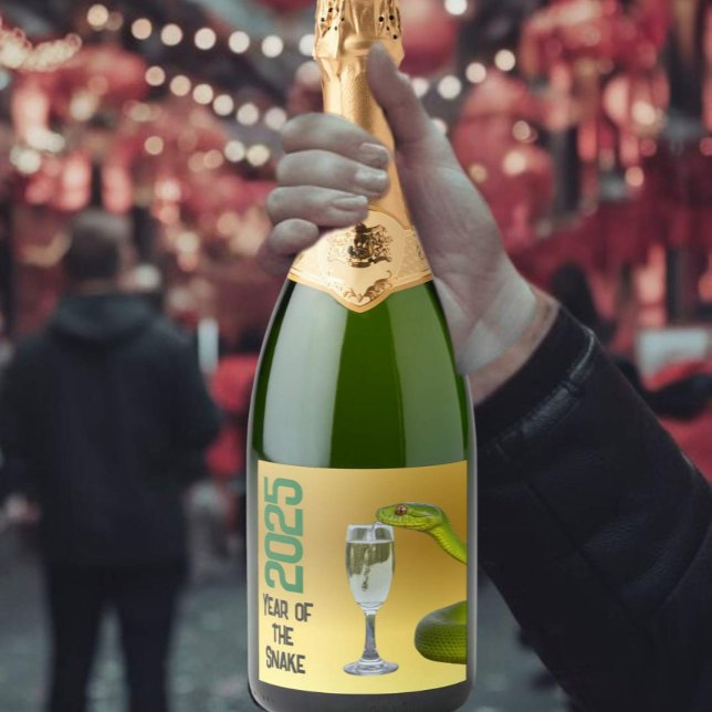 Vin étiquette Année du serpent 2025 Chinois Nouvea (Créateur téléchargé)