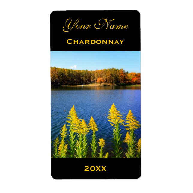 Vin Étiquette Modèle Goldenrod Blue Lake Automne (Devant)