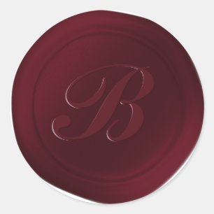 Vin foncé Rouge 1 Lettre Monogramme Stickers de ci