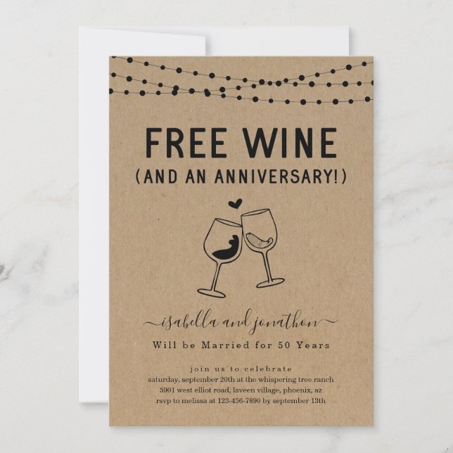 Vin gratuit Amusant Anniversaire Fête Invitation (Devant)