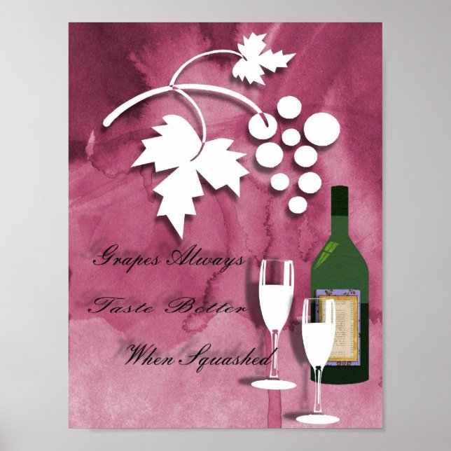 Vin Humour violet blanc Art Imprimer Poster (Devant)