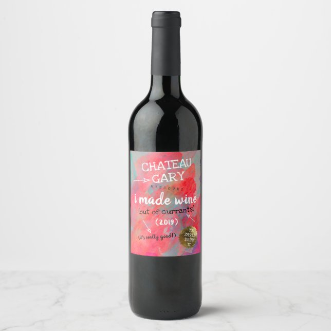 Vin maison personnalisé étiquette désordonné aquar (Devant)