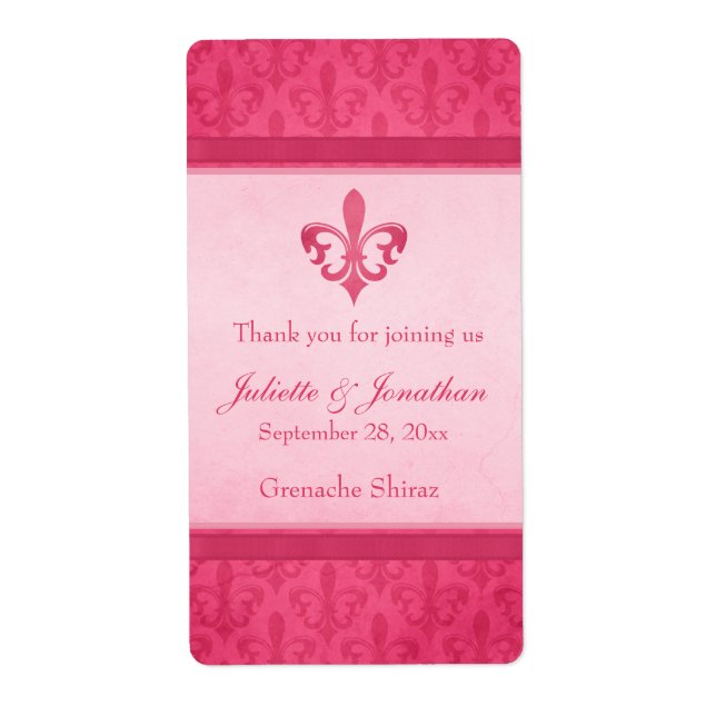 Vin mariage étiquette personnalisé fleur de lis ro (Devant)
