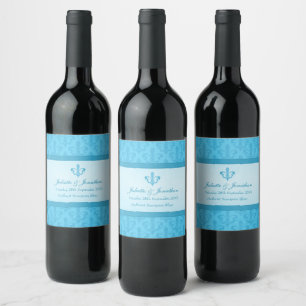 Vin mariage personnalisé étiquette fleur de lis bl