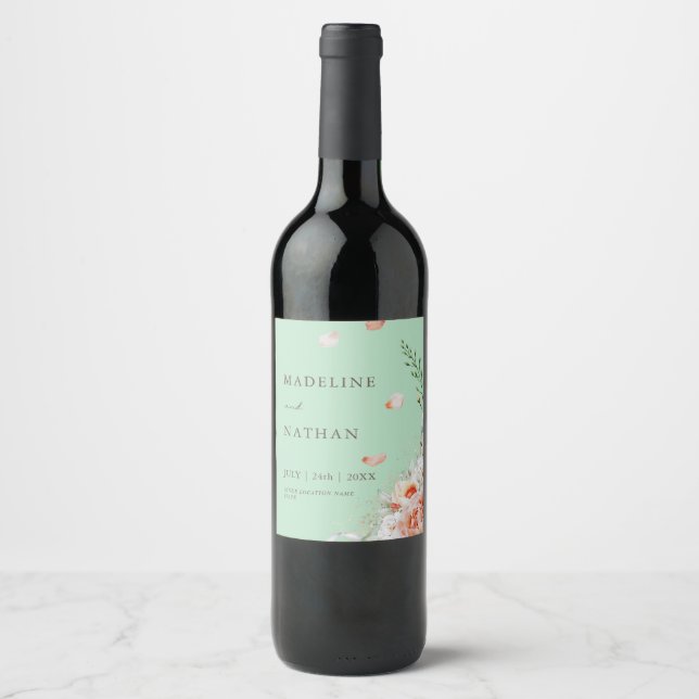 Vin Mariage vert Mint Étiquettes (Devant)