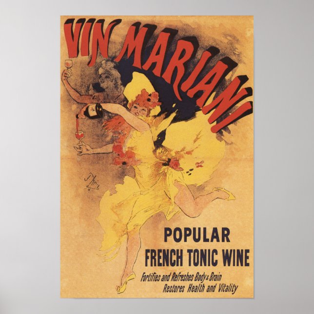 Vin Mariani Dancing Girl Pouring Wine Poster (Front)