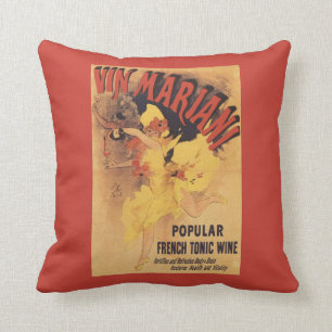 Vin Mariani Dancing Girl Pouring Wine Throw Pillow
