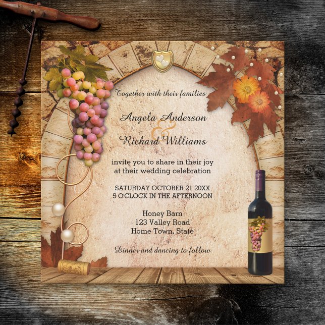 Vin ou vignoble rustique Faire-part de mariage à t (Créateur téléchargé)