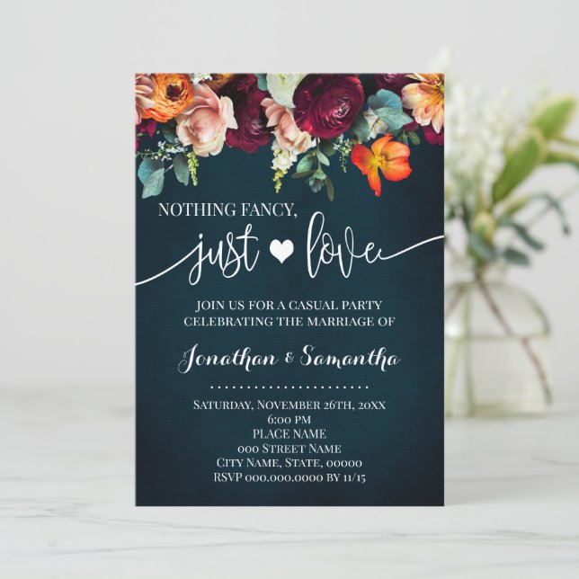 Vin Rien De Fancy Just Love Elopement Invitation (Debout devant)
