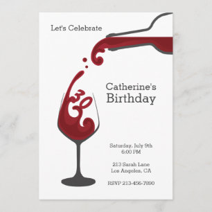Vin rouge adulte moderne Invitation fête d'anniver