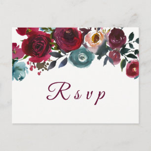 Vin rouge Bourgogne Floral Wedding Carte postale R