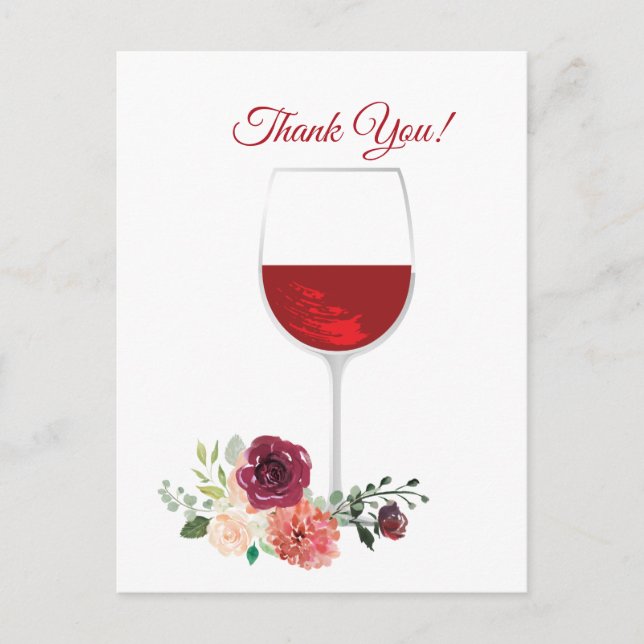 vin rouge, carte de remerciement (Devant)