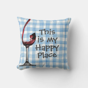 vin rouge et citation sur coussin jeté aquarelle b