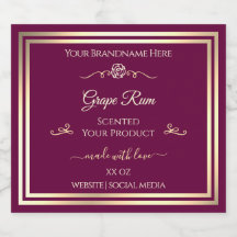 Vin Rouge Étiquette Gold Frame et Rose Vintage