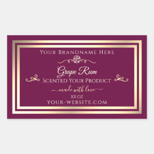 Vin Rouge Étiquette Gold Frame et Rose Vintage
