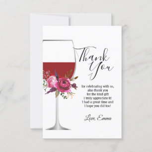 vin rouge, floral, carte de remerciement