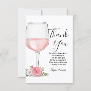vin rouge, floral, carte de remerciements