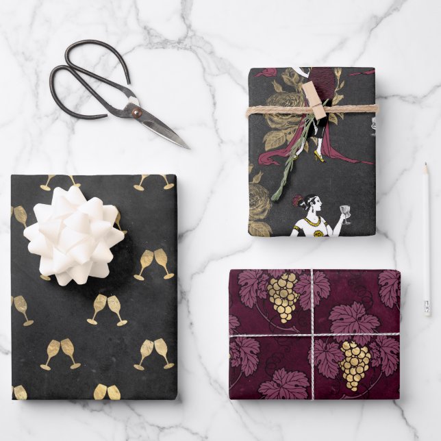 Vin Rouge French Red Wine Wrapping Paper Sheet (Front)