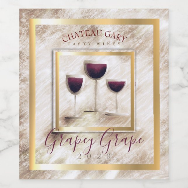 Vin rouge marbre Faux étiquette vin personnalisé (Étiquettes simples)