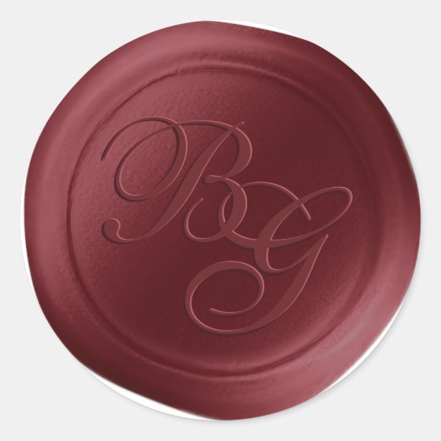Vin Rouge Script Double Monogramme Stickers cire S (Devant)