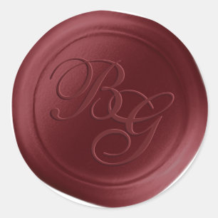 Vin Rouge Script Double Monogramme Stickers cire S