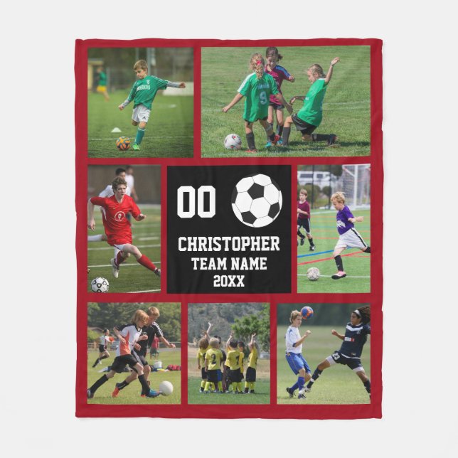 Vin rouge Soccer photo collage polaire couverture (Devant)