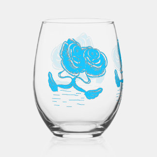 Vin Sans Pied Grand Verre à Boire Cygnes Romantiques Turquoise