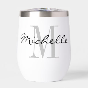 Vin sans tache verre avec monogramme personnalisé