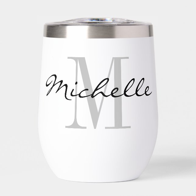 Vin sans tache verre avec monogramme personnalisé (Avant)