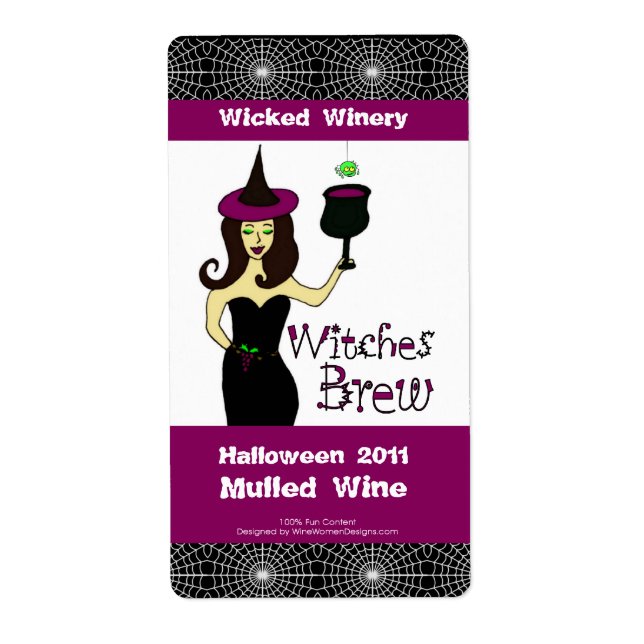Vin sorcière "Sorcières brassent" Halloween Vins É (Devant)