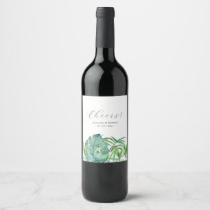Vin sur mesure Étiquettes Tropical Palm Feuille