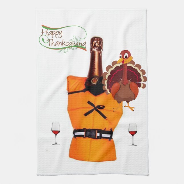 Vin Thanksgiving, Serviette À Mains De Cuisine (Vertical)