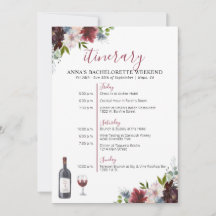 Vin Thème Bachelorette Itinéraire Invitation