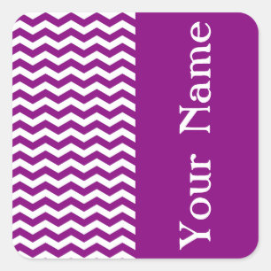 Vina Del Mar Purple Wave Chevron with name Square Sticker