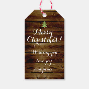 Vinage Country Wood Merry Christmas Personalized Gift Tags