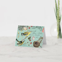 Vinage French Birds notecard