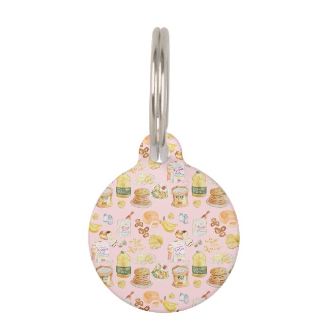 vinatage brackfast water colour pattern- flour, pet tag (Front)
