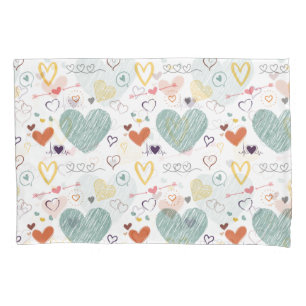 vinatage colours heart pattern pillowcase