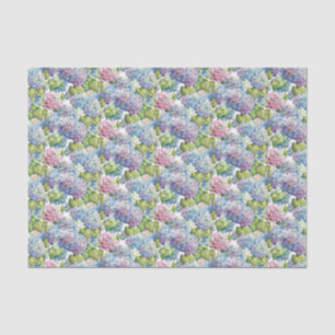 Vinatage Pink Blue Hydrangea Floral Pattern Tissue Paper