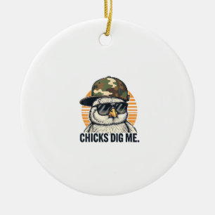 Vinatge Chicks Dig Me Easter Camo Toddler Boys Fun Ceramic Ornament