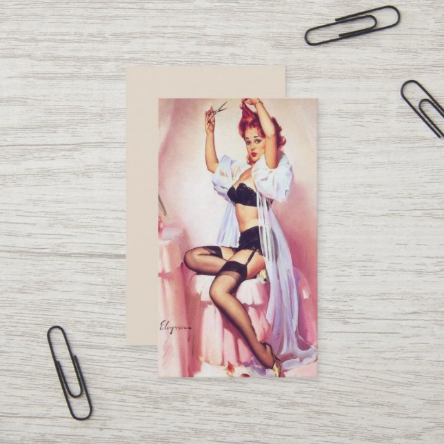 Vinatge hairdresser pin up business card (Front/Back In Situ)