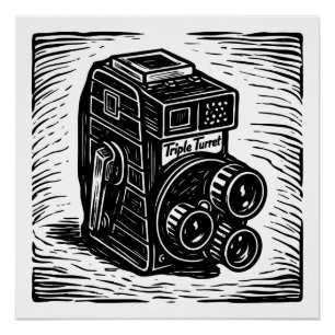 vinatge movie camera poster