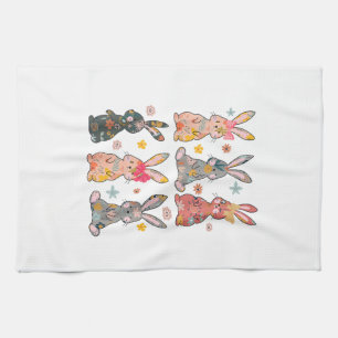 Vinatge Retro Bunny Floral Flower Rabbit Easter Da Kitchen Towel
