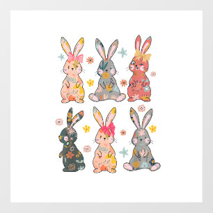 Vinatge Retro Bunny Floral Flower Rabbit Easter Da Window Cling