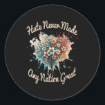 Vinatge Retro Hate Never Made Any Nation Great Flo Classic Round Sticker<br><div class="desc">Vinatge Retro Hate Never Made Any Nation Great Floral Women</div>