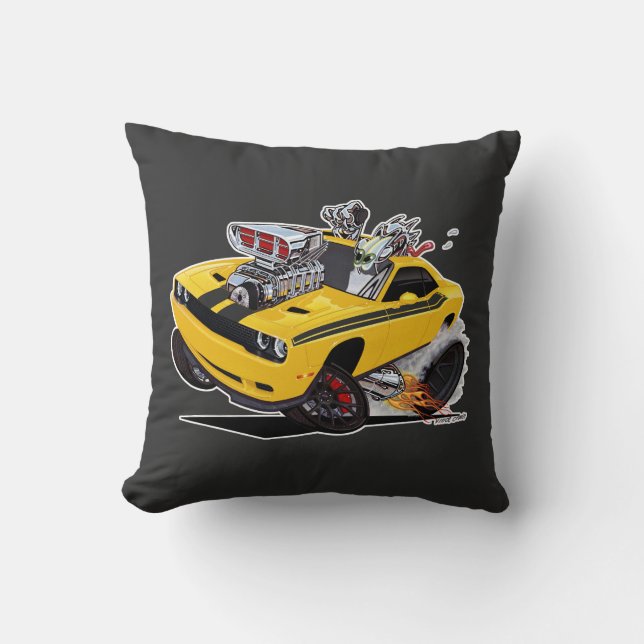 Vince Crain High Octane Art Hell cat Banana YELLOW Throw Pillow (Front)