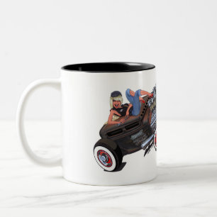 Vince Crains High Octane Art, 1930s Rusty Rat Rod Two-Tone Coffee Mug